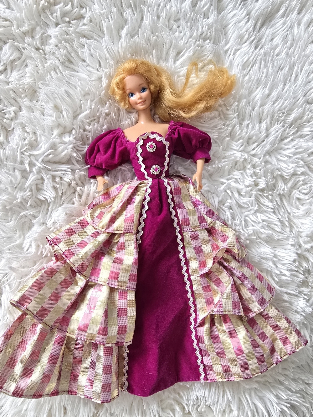 Mattel Purple and Pink Gingham Doll Dress